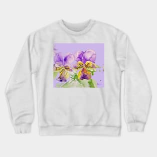 Viola Watercolor Purple Flower Crewneck Sweatshirt